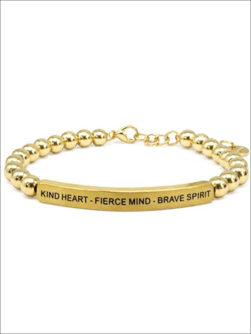Kind Heart Fierce Mind Brave Spirit Stretch Bracelet with Gold Plated Bar